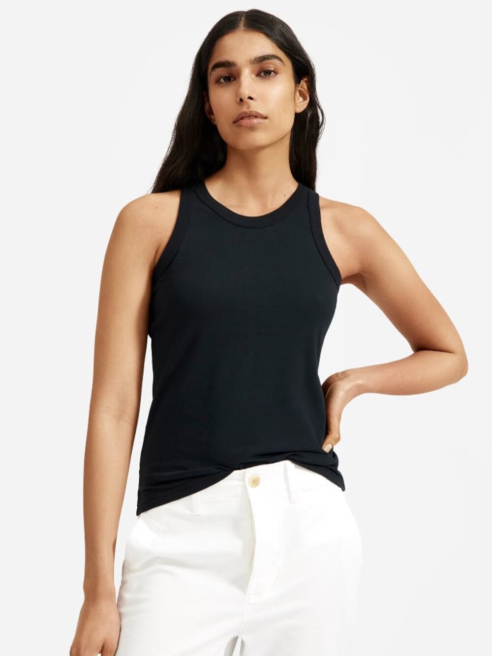 Everlane The Organic Cotton Cutaway Tank Black Sz XXL